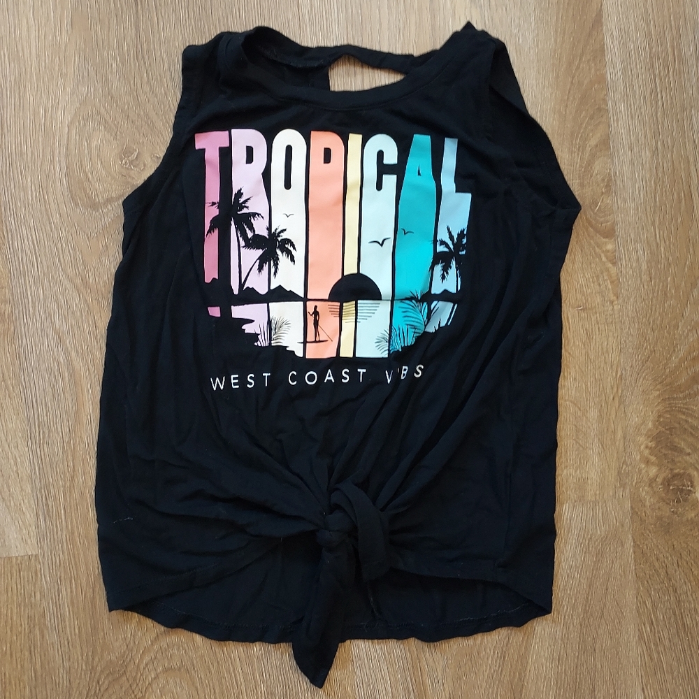 Old Navy Black Front Tie Girl Tank Top size 5